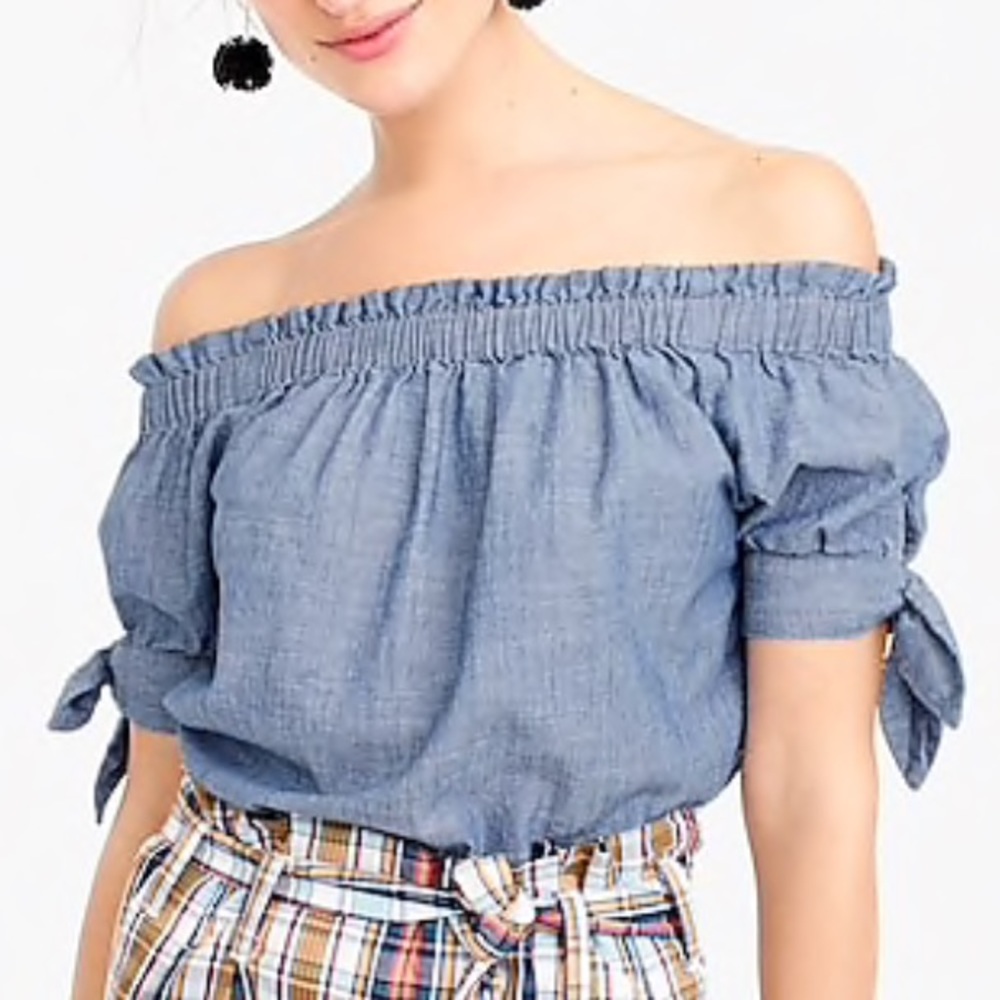 J. Crew off-the-shoulder chambray top